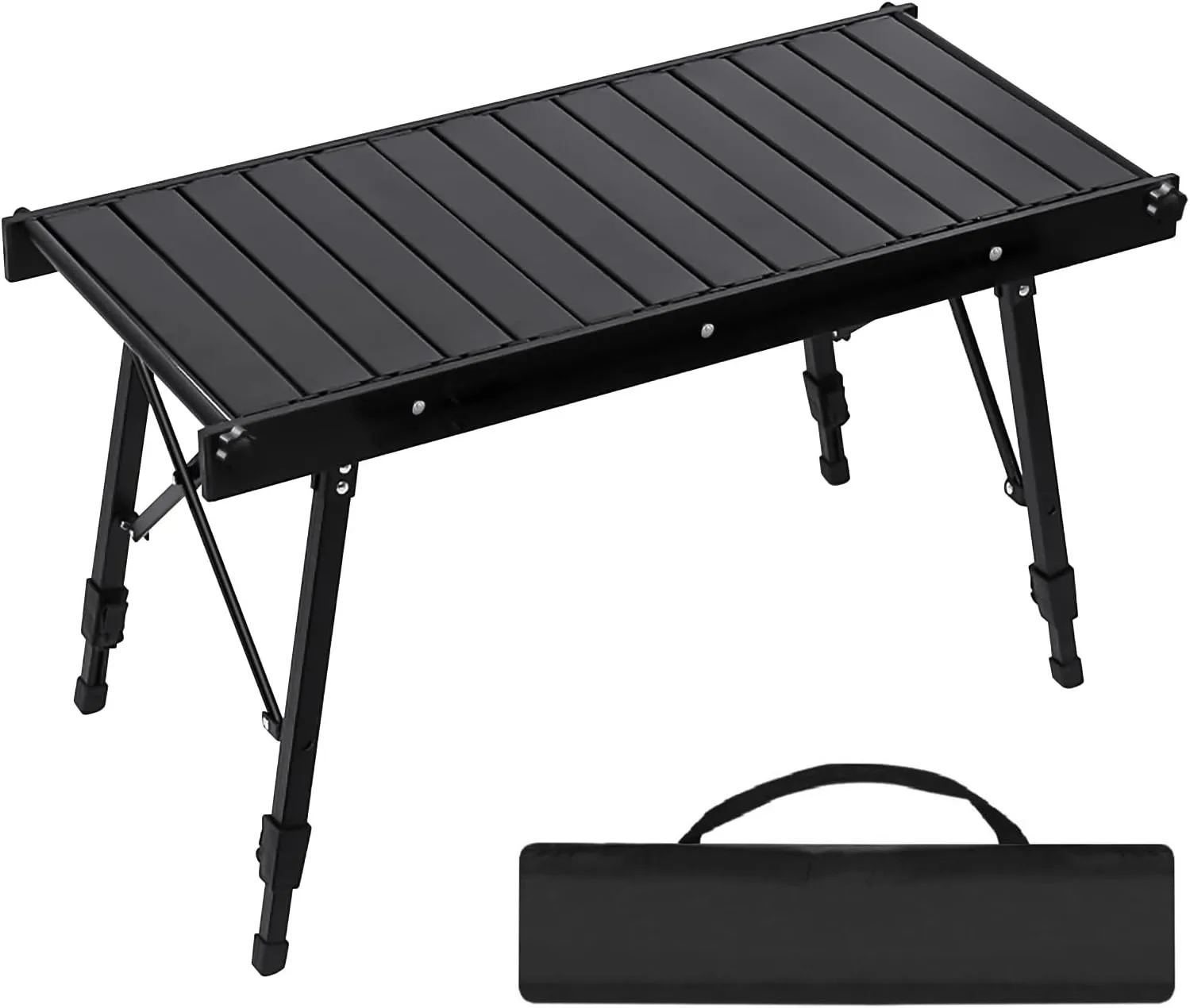 Camping IGT Folding Table, Portable for Outdoor Picnic, Ultralight with Carry Bag, Switchable Tabletop for Multi-Functional Use IGT Beach (Black,Basic)