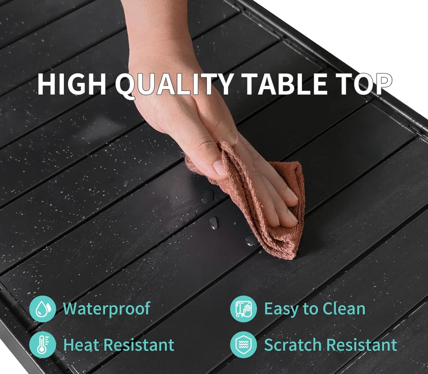 Camping IGT Folding Table, Portable for Outdoor Picnic, Ultralight with Carry Bag, Switchable Tabletop for Multi-Functional Use IGT Beach (Black,Basic)