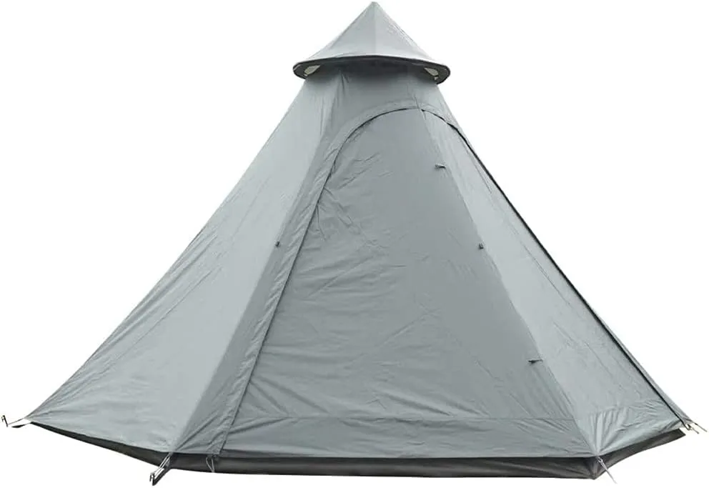 Camping Pyramid Teepee Tent Adult Tipi Tent Double Layers Indian Tent Yurt Tent Tower Post Bell Tent for Outdoor Family Trip