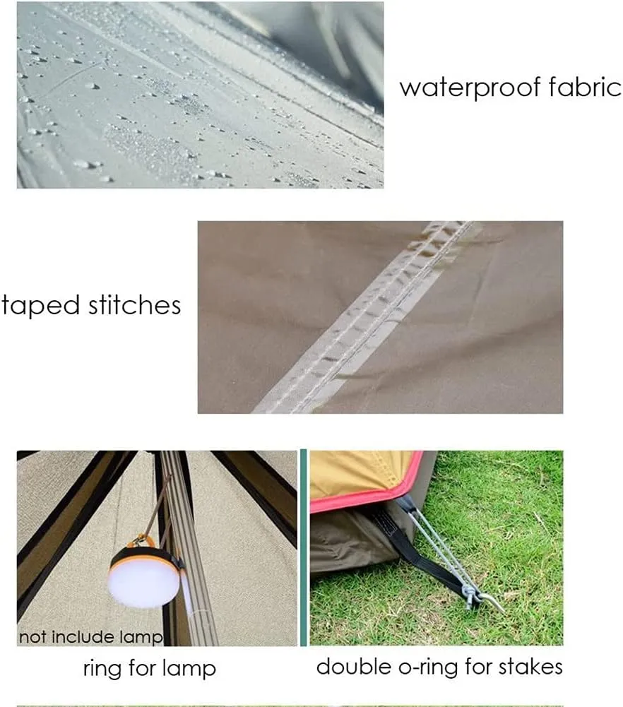 Camping Pyramid Teepee Tent Adult Tipi Tent Double Layers Indian Tent Yurt Tent Tower Post Bell Tent for Outdoor Family Trip