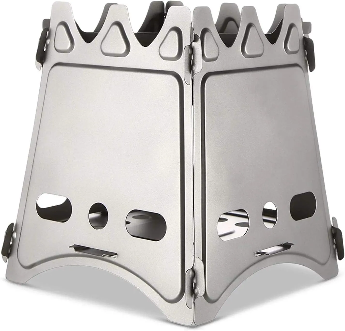 Camping Stove Camping Wood Stove Folding Titanium Wood Burning Stove Lightweight Pocket Stove (Color : Silver, Size : One Size) (Silver One Size)