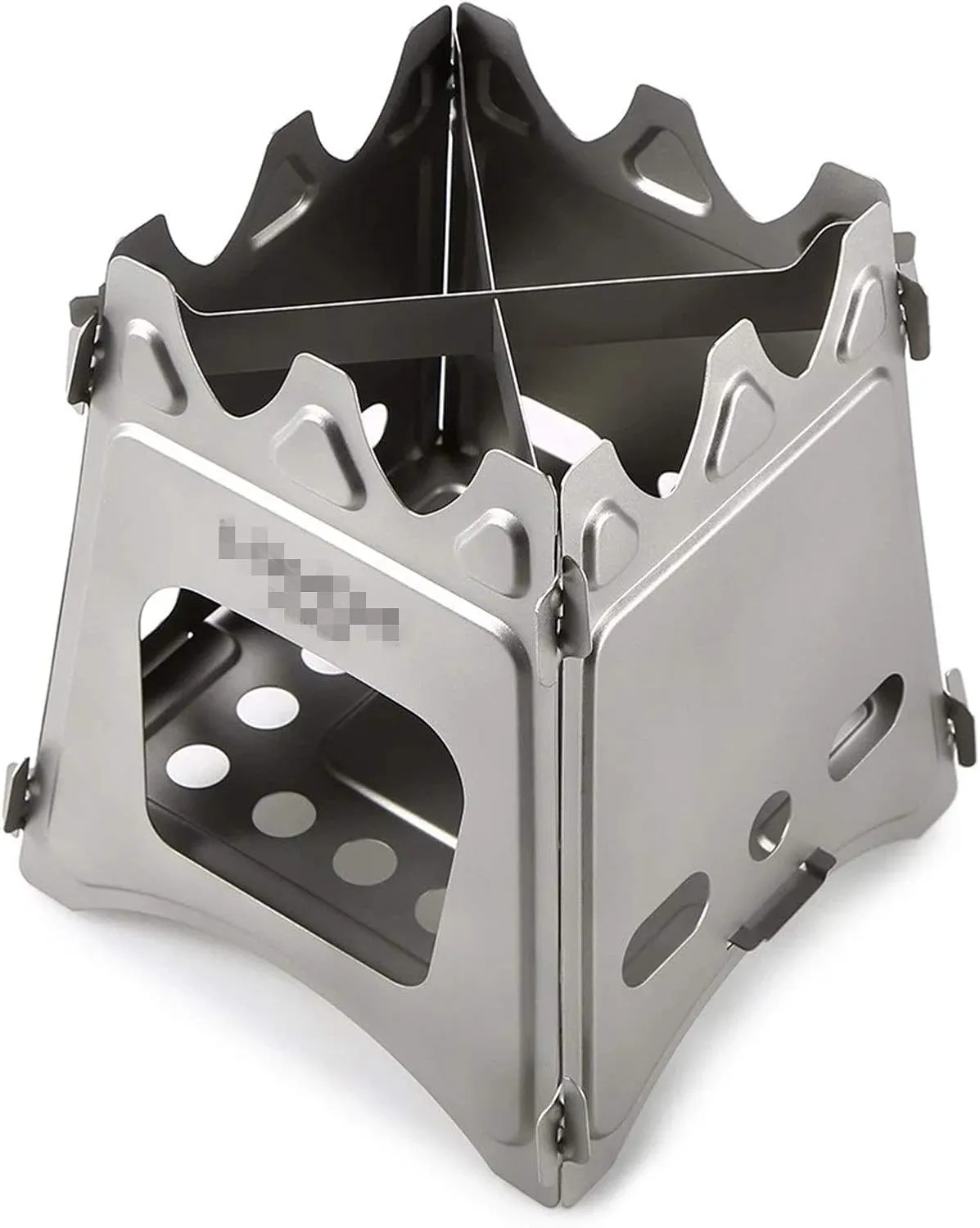 Camping Stove Camping Wood Stove Folding Titanium Wood Burning Stove Lightweight Pocket Stove (Color : Silver, Size : One Size) (Silver One Size)
