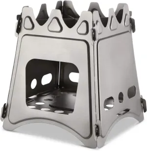 Camping Stove Camping Wood Stove Folding Titanium Wood Burning Stove Lightweight Pocket Stove (Color : Silver, Size : One Size) (Silver One Size)