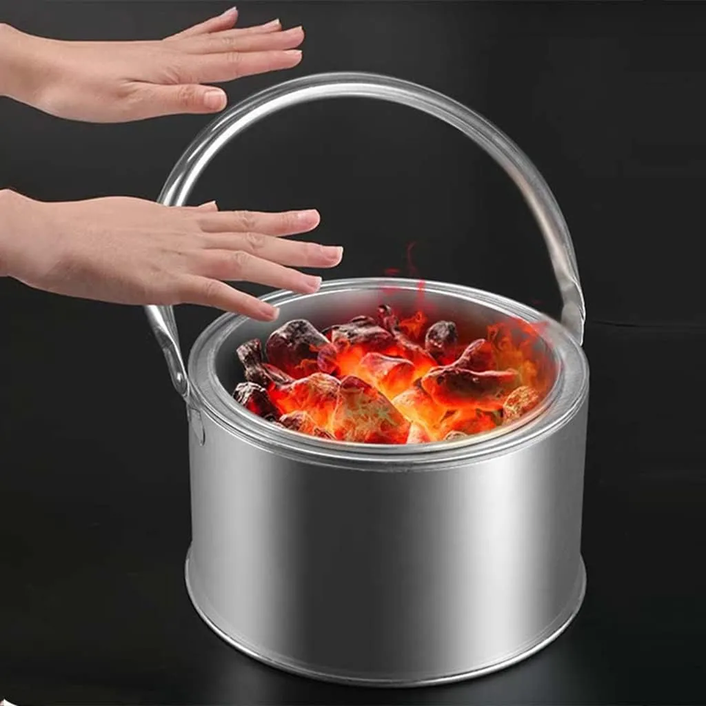 Camping Stove,Grill fire Pit with Stainless Steel Grill net,Portable Grill Wood Burning Stoves for Picnic BBQ Camp Hiking (Silver 27.5cm)