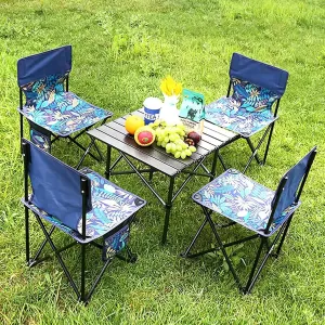 Camping Table Chair Set of 5, Portable Outdoor Tables Chair, Fishing BBQ Hiking s Set with Carrying Bag,Black