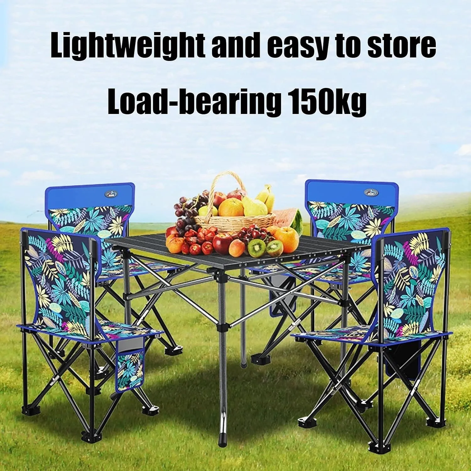 Camping Table Chairs Easy to Store Folding Table and Chair Set, Aluminum Outdoor Camping Picnic Table, Suitable for Courtyard, Beach, Fishing (Color : Package 3)