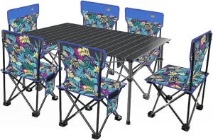 Camping Table Chairs Easy to Store Folding Table and Chair Set, Aluminum Outdoor Camping Picnic Table, Suitable for Courtyard, Beach, Fishing (Color : Package 3)