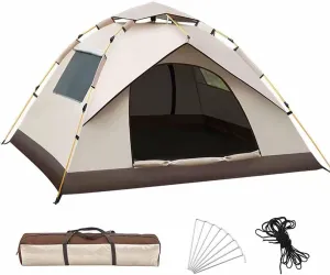 Camping Tent, 2/3/4 Person Pop-up Instant Tent, Dome Family Camping Tent, Easy to Install Spacious, Lightweight Portable Backpack for Outdoor Camping/Hiking ( Color : Off-white , Size : 78.7x78.7x53.1
