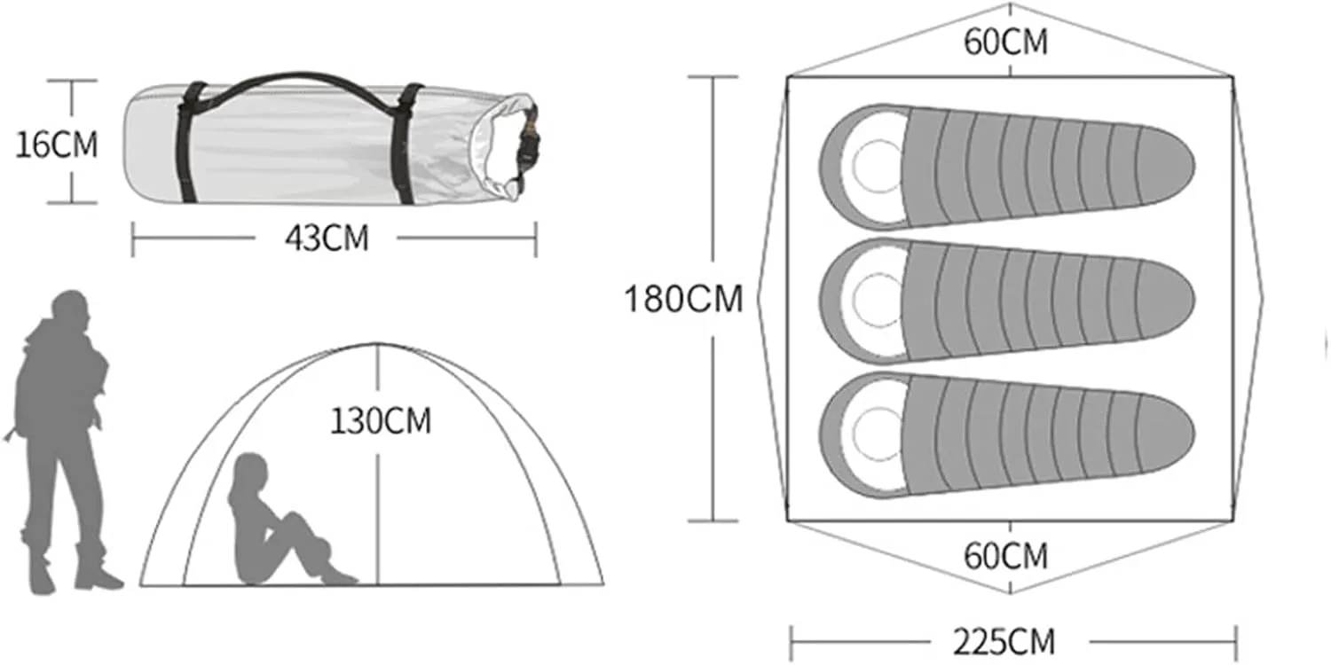 Camping Tent 3-4 Person Family Tent, Lightweight Portable Alumimun Pole Waterproof Anti-Storm Double Layer 4 Season Camping Tent (Green One Size)