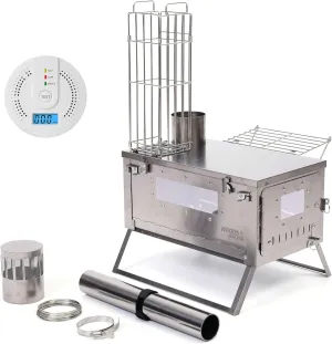 Camping Tent Stove,Portable Wood Burning Stove with Chimney,Ultra-Light Folding Outdoor Camping Stoves Cooking Grill,for Tents,Shelters, Yurts