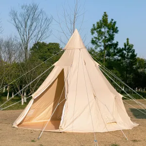 Camping Tent,Adult Indian Teepee Tent, 3-4 Person Breathable Pyramid Canvas Bell Tent Instant Easy Set-Up Waterproof 4-Season Yurt Tents for Family Ou Hopeful, 300*250cm