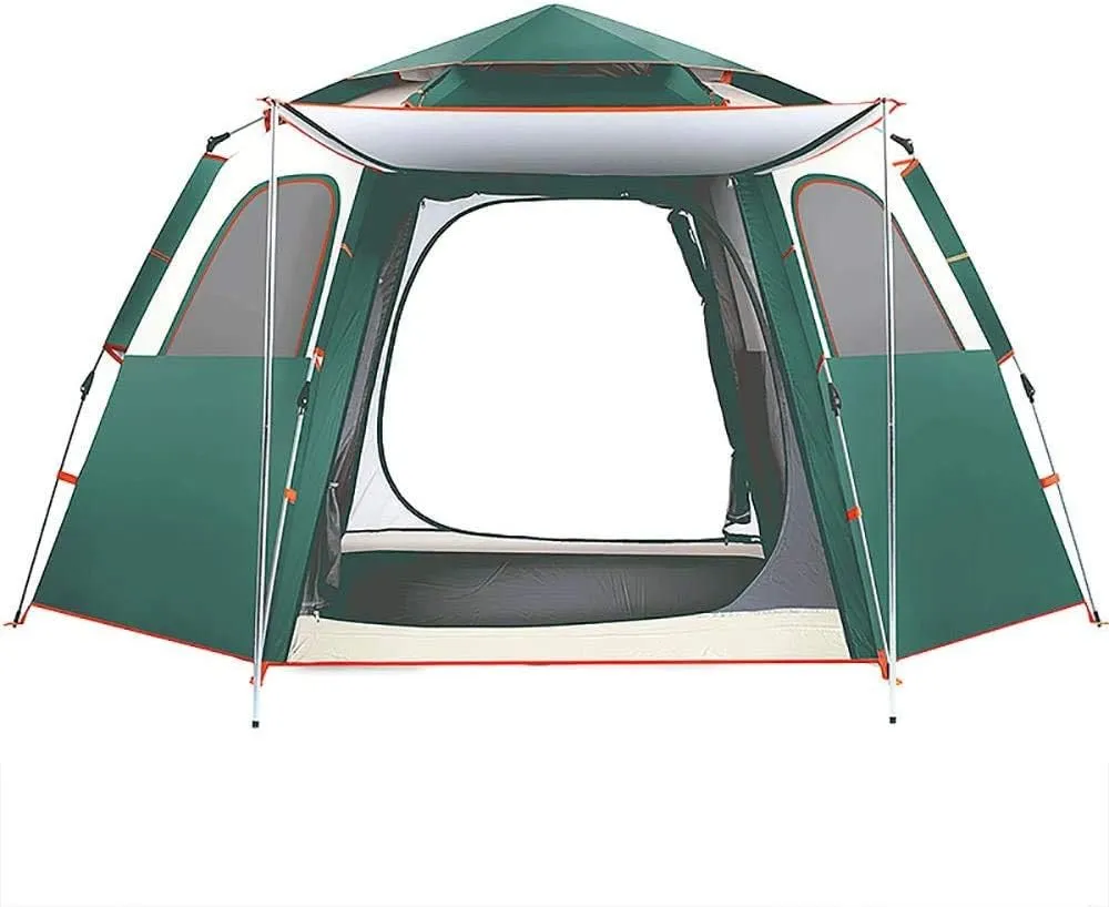 Camping-Tents 4 Person Windproof Family Tent Dome Portable Waterproof Tents for Camping Backpacking Outdoor Music Festivals Green