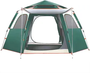 Camping-Tents 4 Person Windproof Family Tent Dome Portable Waterproof Tents for Camping Backpacking Outdoor Music Festivals Green