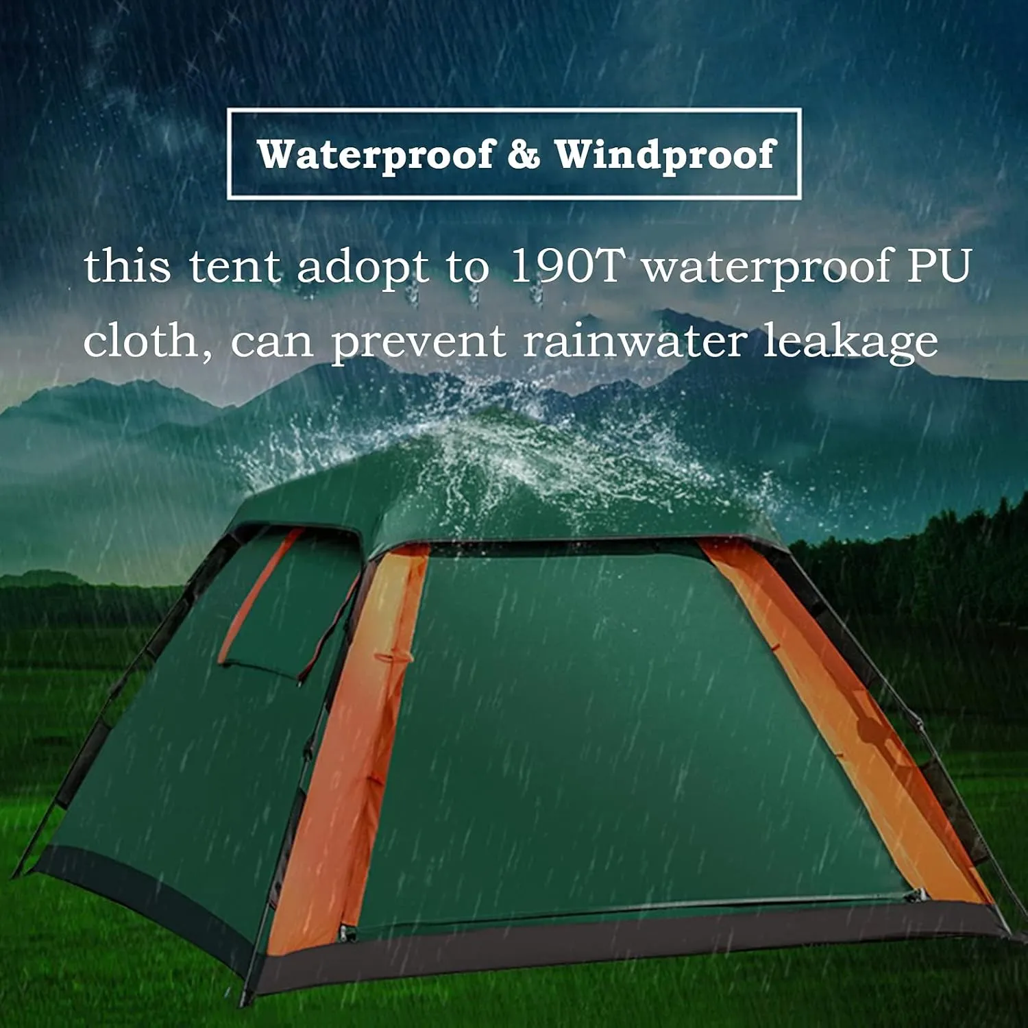 Camping Tents Shelter Portable with Carry Bag Waterproof Hold 2-4 Persons Instant Setup Pop Up Tent with Top Rainfly Doors Mesh Windows UV Protection for Camping Hiking Mountaineering