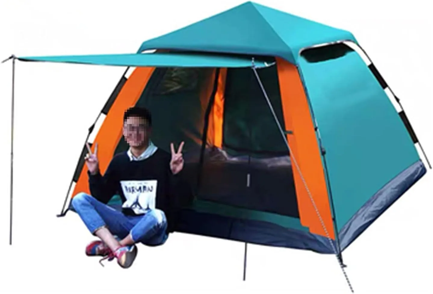 Camping Tents Shelter Portable with Carry Bag Waterproof Hold 2-4 Persons Instant Setup Pop Up Tent with Top Rainfly Doors Mesh Windows UV Protection for Camping Hiking Mountaineering