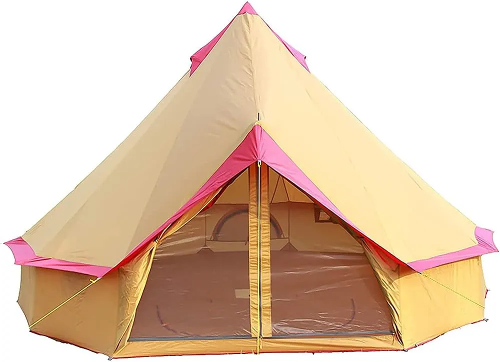Camping Yurt Tent 4-Season Large Tents 4m Bell Tent 3-10 Persons Polyester Pyramid Tent Festivals and Human Shelter for Inhabiting or Leisure