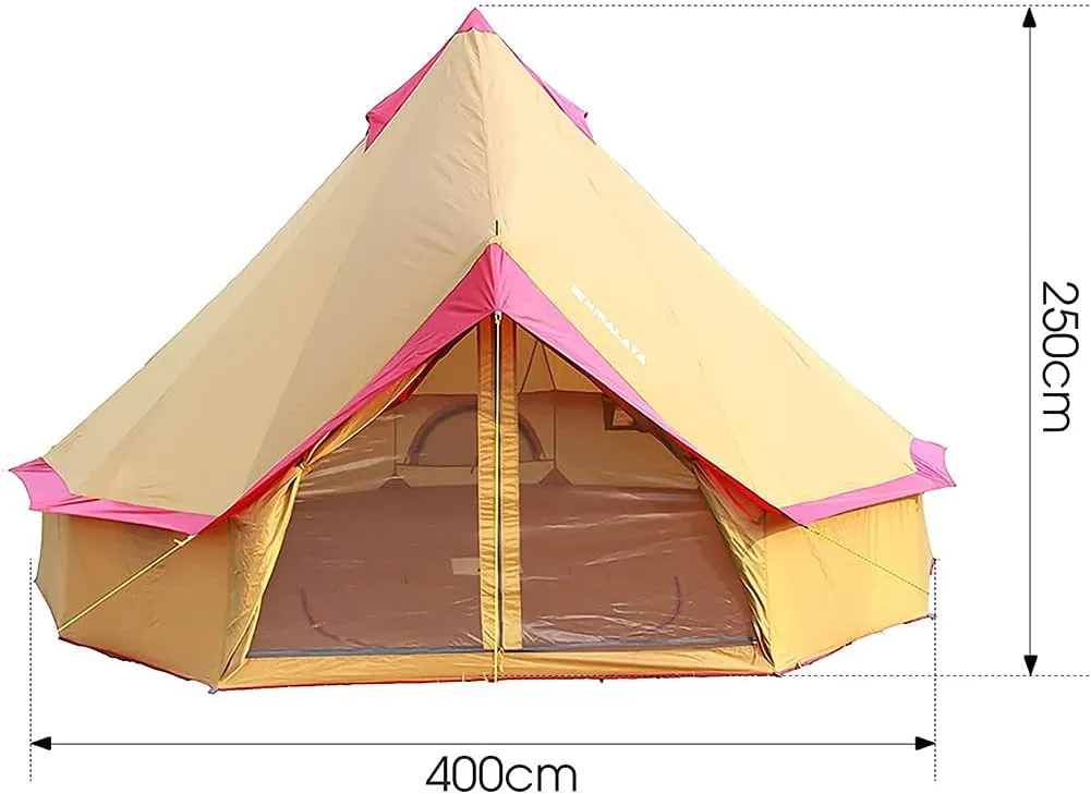 Camping Yurt Tent 4-Season Large Tents 4m Bell Tent 3-10 Persons Polyester Pyramid Tent Festivals and Human Shelter for Inhabiting or Leisure