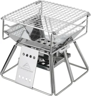 CAMPINGMOON Small Mini Size Stainless Steel Portable Camping Grill X-MINI, X-MINI-PRO (JP-Xmini)
