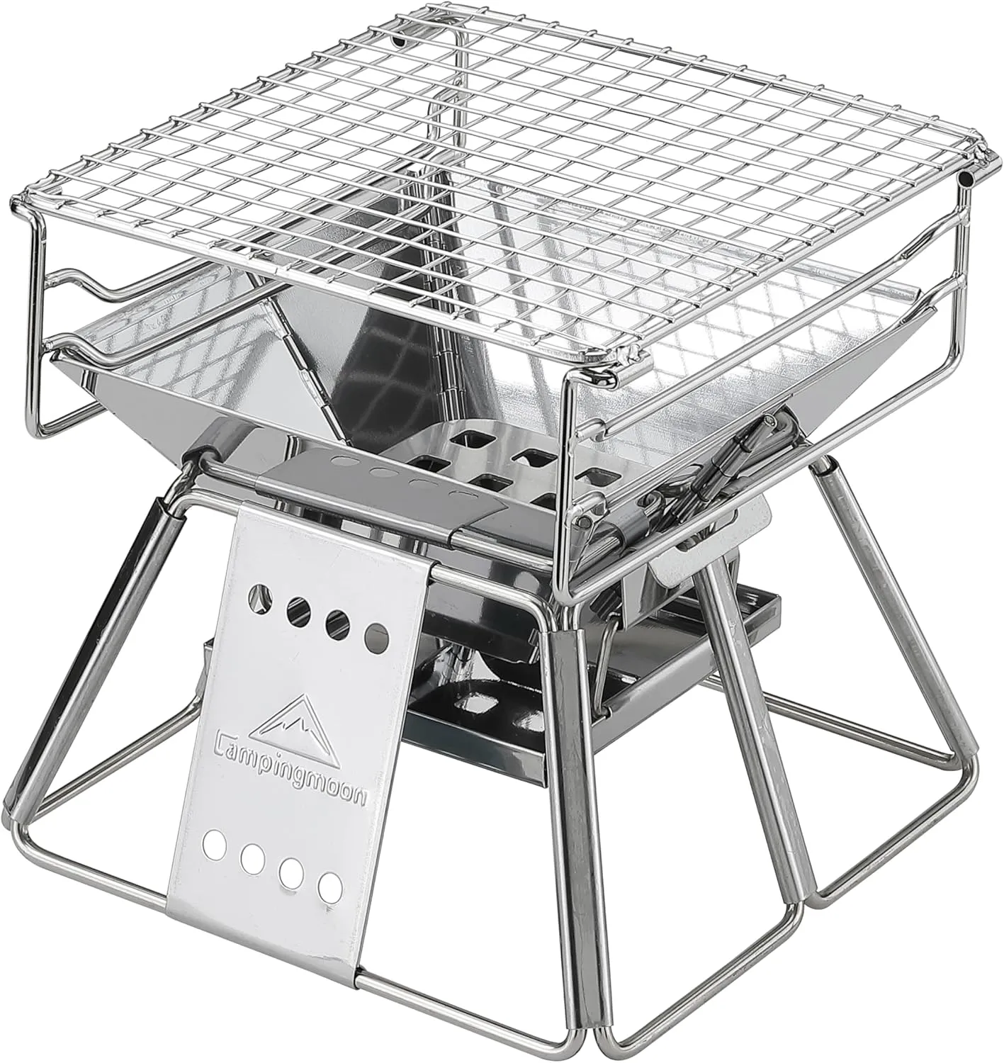 CAMPINGMOON Small Mini Size Stainless Steel Portable Camping Grill X-MINI, X-MINI-PRO (JP-Xmini)