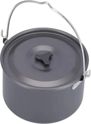 Campinng Pot, Aluminum Alloy Camping Cook Pot for 6-8 People, Portable Outdoor Cookware with Folding Handle, Multifunction Bonefire Hanging Pot for Camping, Hiking, Picnic