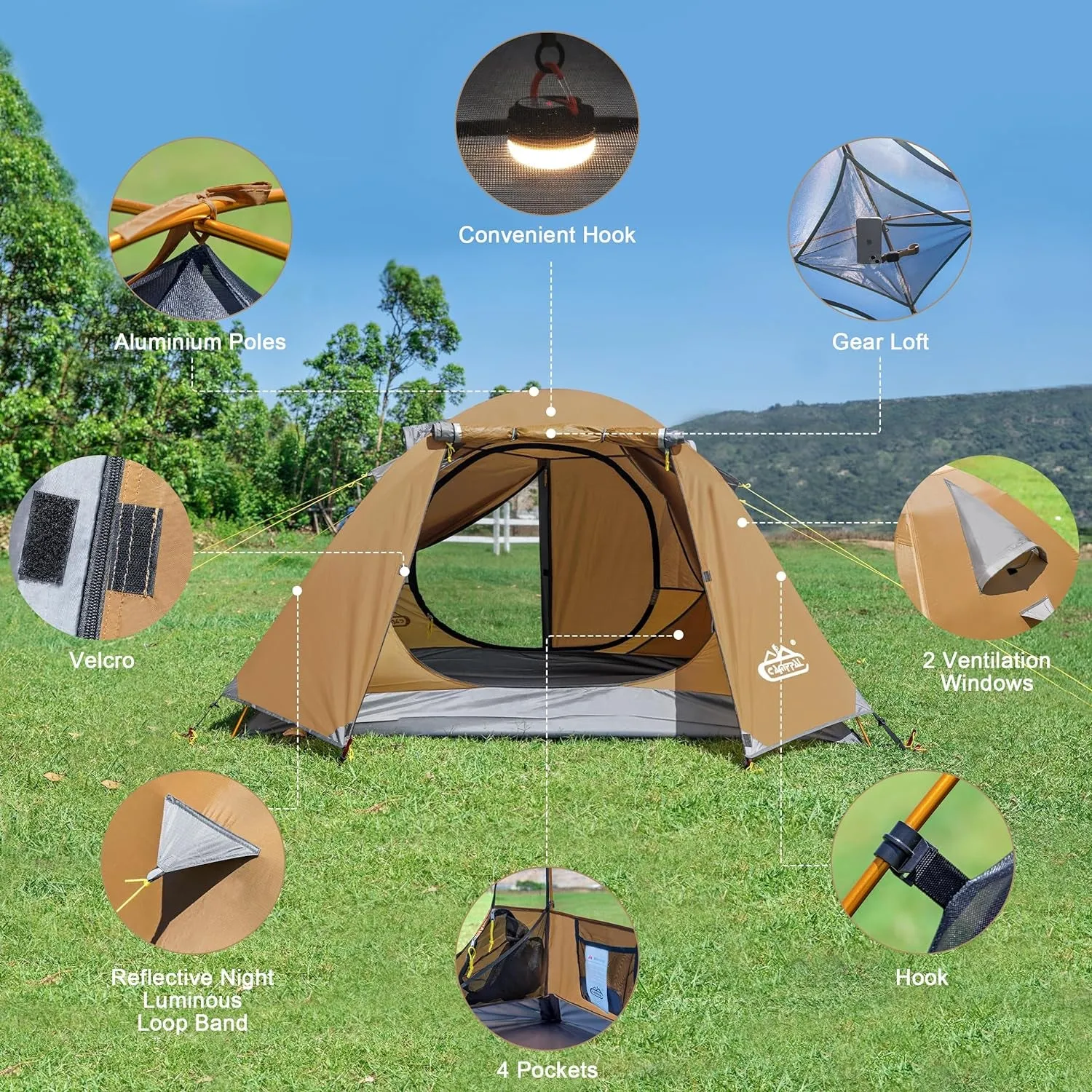 Camppal 2-3 Person Waterproof Tent for Hiking/Camping