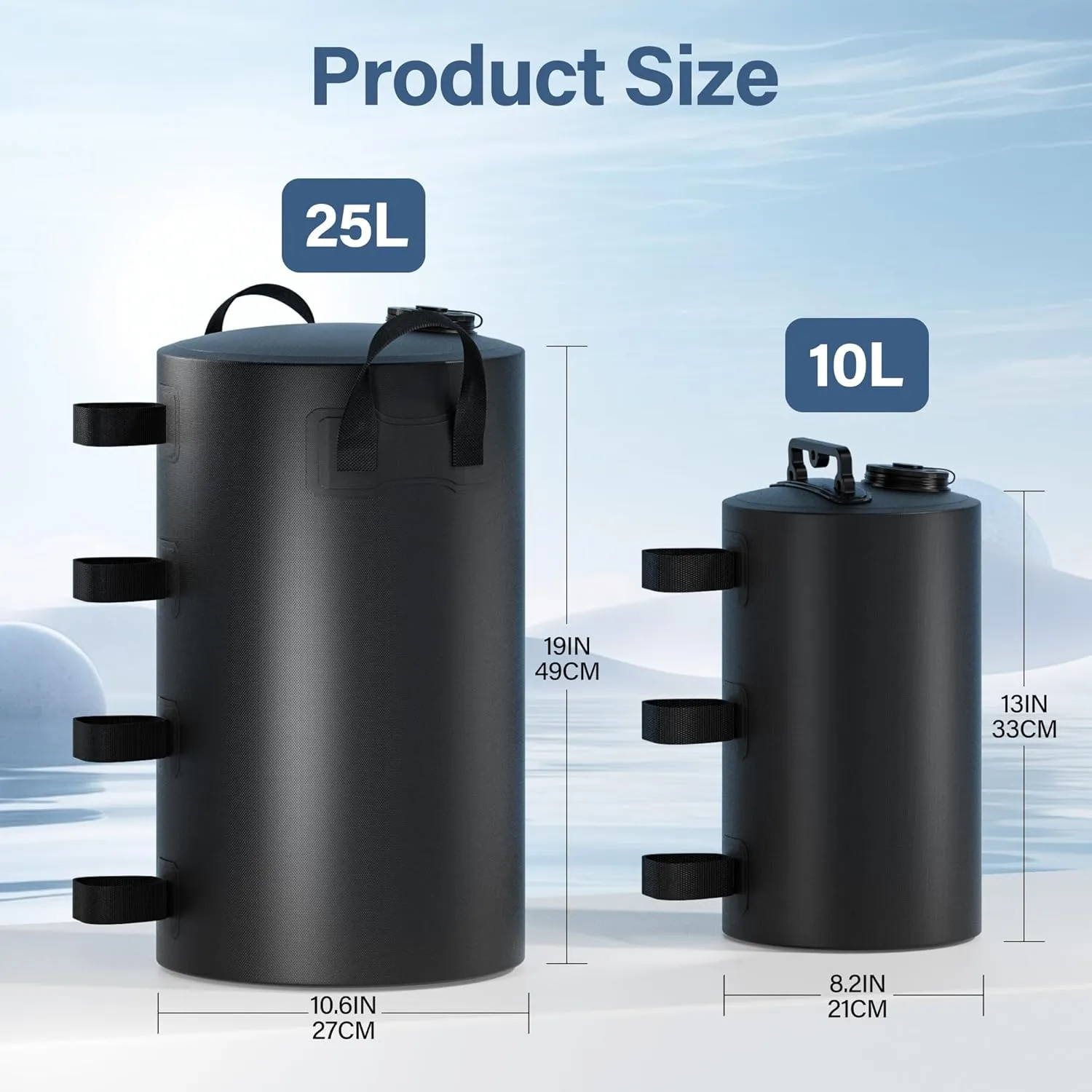 Canopy Water Weights Bag, 220 lb Canopy 4 Leg Weights Bag, Portable 25L Water Bag Windproof Fixed Water Tent Weights, for Outdoor Pop Up Tent, Canopies, Gazebo, Shelter, 4 Pack (25L Black)