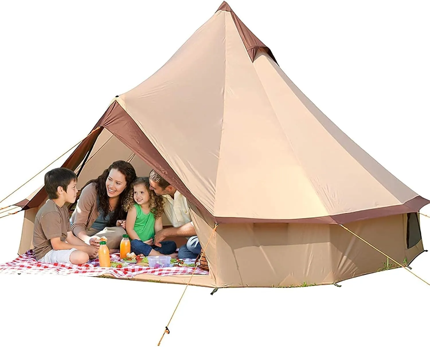 Canvas Tent with Stove Hole Cotton Canvas Tents Yurt Tent for Camping 4 Season Waterproof Tent for Family Camping Outdoor Glamping, Luxury Teepee (Lig