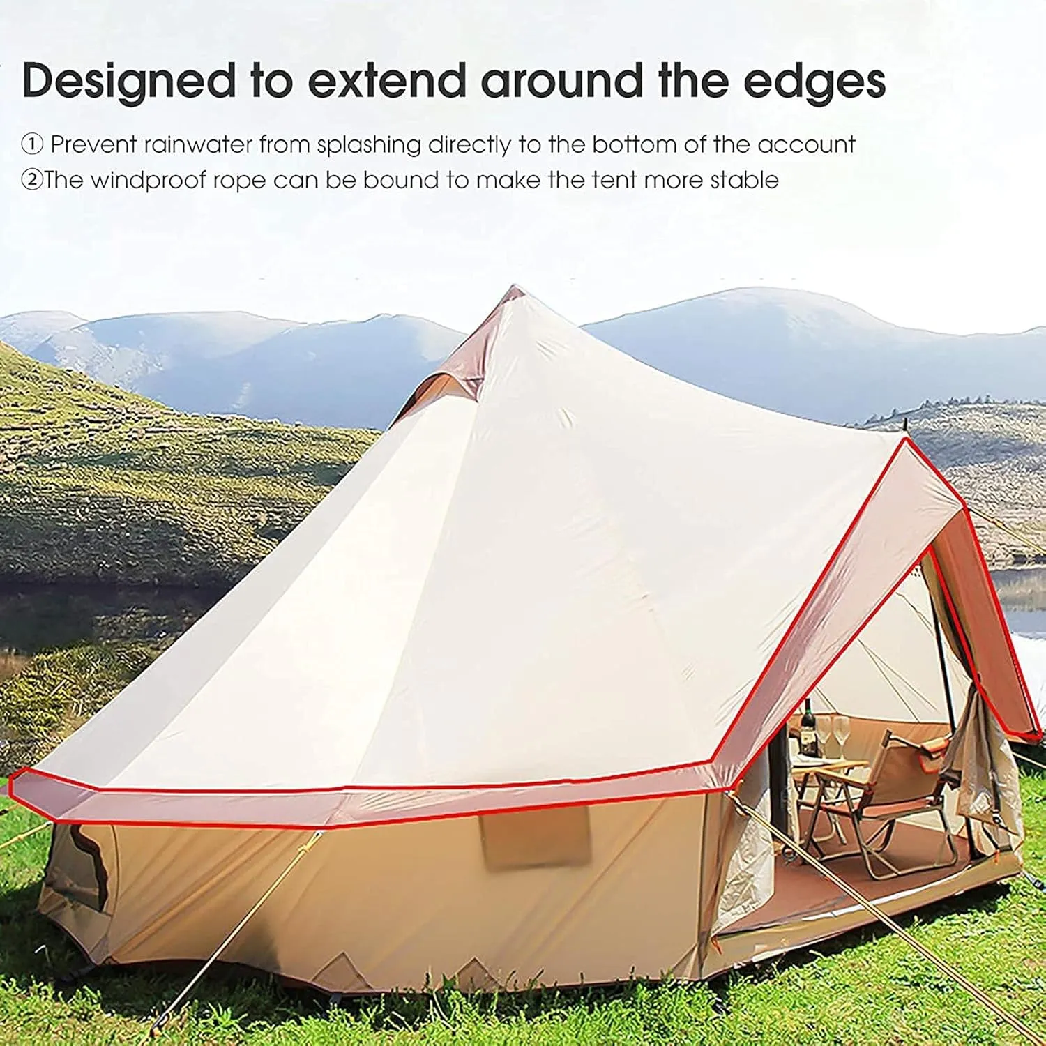 Canvas Tent with Stove Hole Cotton Canvas Tents Yurt Tent for Camping 4 Season Waterproof Tent for Family Camping Outdoor Glamping, Luxury Teepee (Lig
