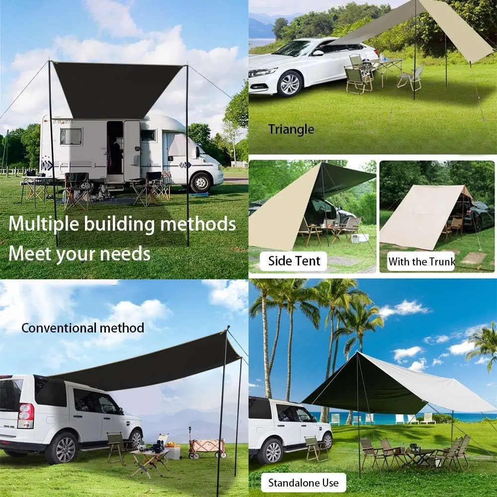 Car Awning Canopy for Dodge Ram 2500/3500 2019 2020 2021 2022 2023 2024,Waterproof Protects from Rain Sun Auto Side Tent Four Season Camping Outdoor Activities Products,1-C