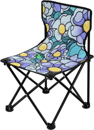 Cartoon Daisy Collapsible Camp Chairs Lightweight Foldable Chairs Indoor Includes Carry Bag Travel Chairs for Adults for Travel Outside
