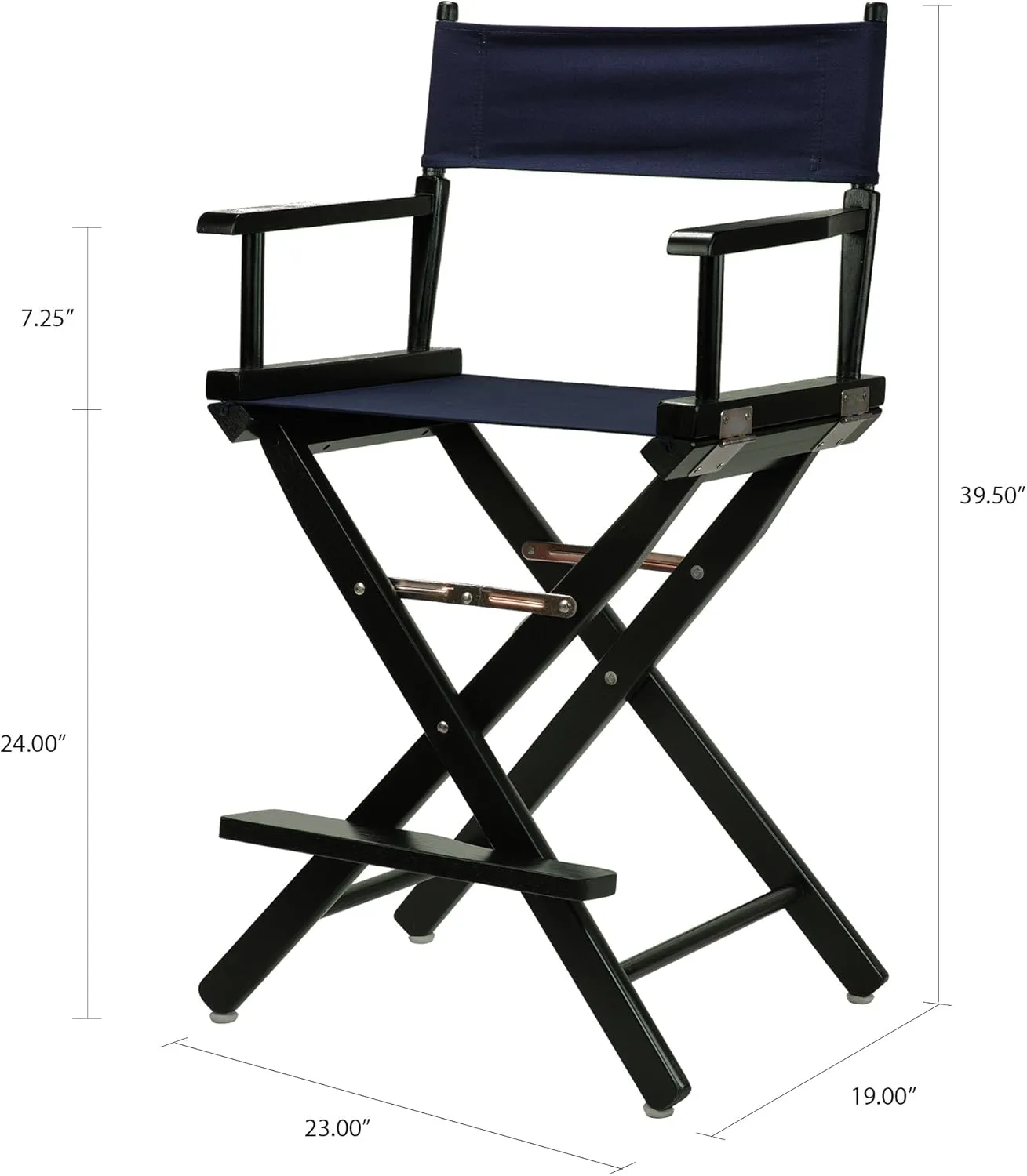 Casual Home 24" Director's Chair Black Frame-with Navy Canvas, Counter Height