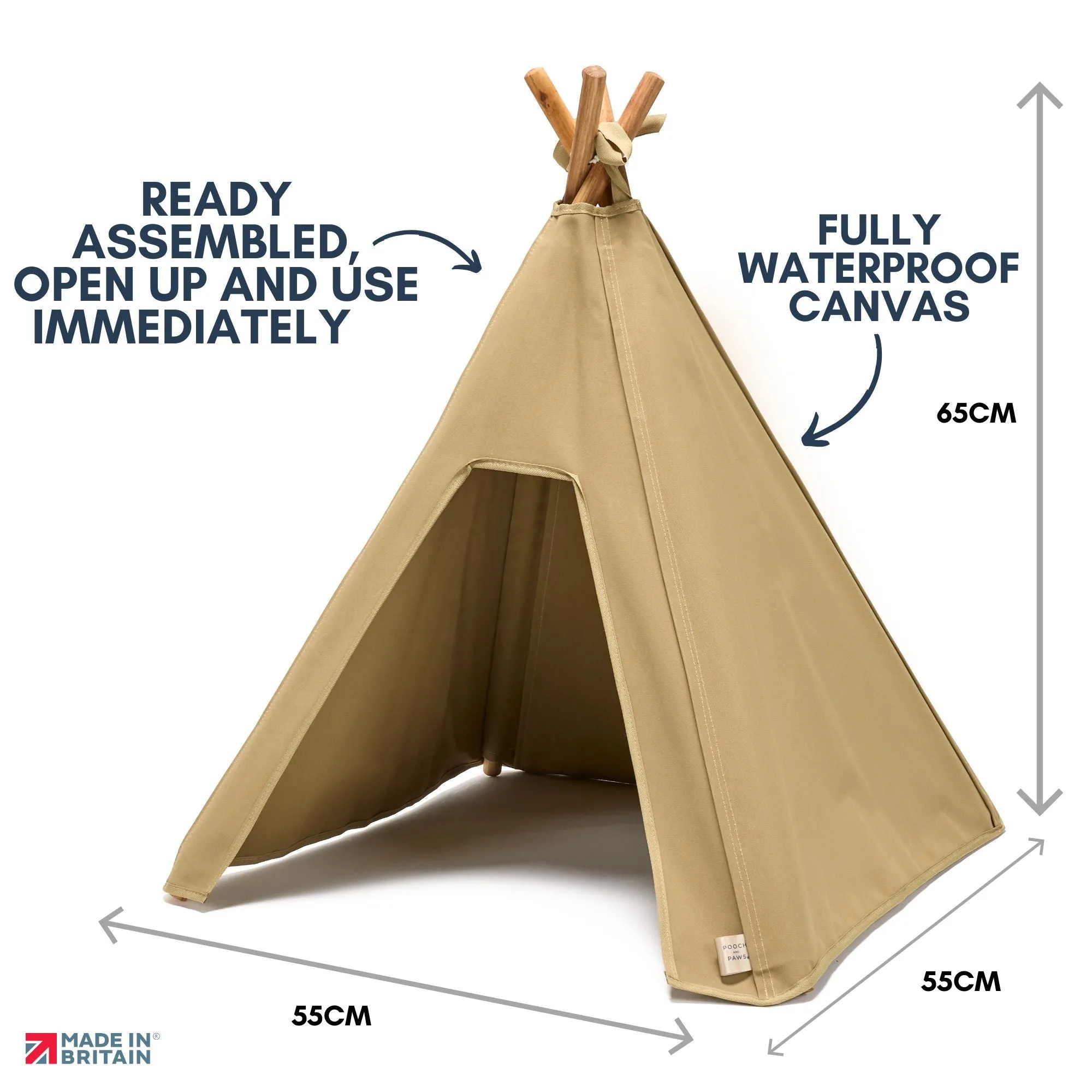 Cat Tent - Indoor/Outdoor Cat Teepee Tent - Strong, Waterproof Canvas