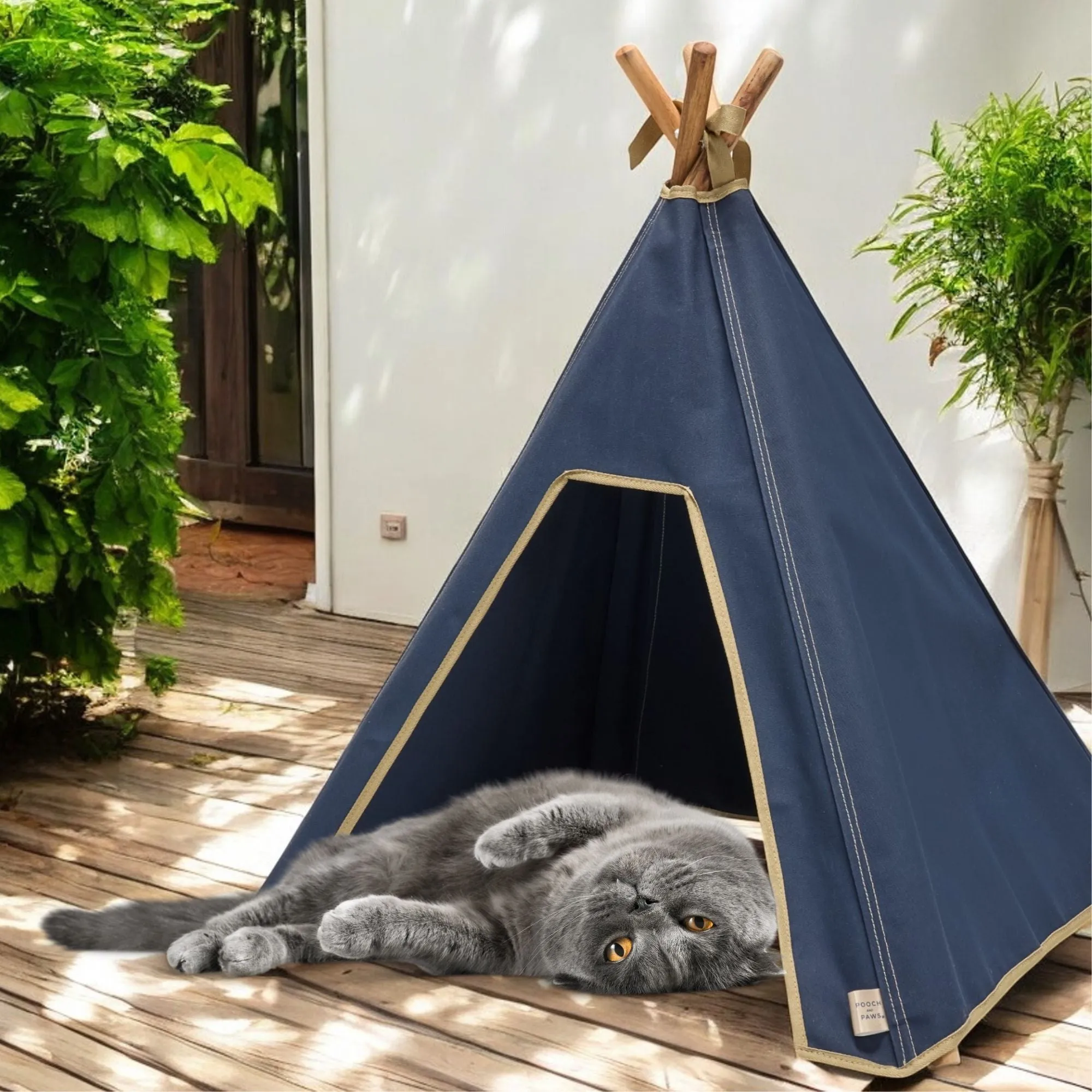 Cat Tent - Indoor/Outdoor Cat Teepee Tent - Strong, Waterproof Canvas