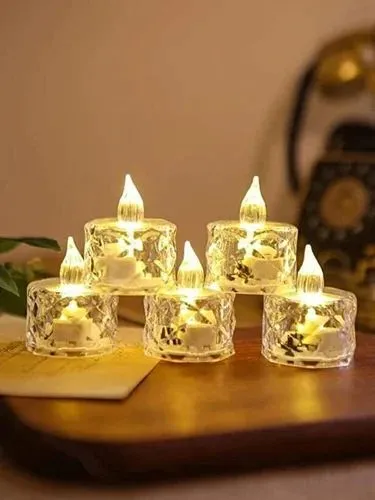 Cell Operated Candle Shape Lamp, Crystal Candles LED Light, Flameless Lantern Night Lamp, LED Candles Shape Lamp, LED Decoration Candles