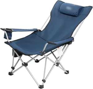 Chair Folding Recliner Chair Outdoor, Metal Frame Portable Padded Camp Chair with Footrest Pillow Single Sun Chairs Loungers with Side Pockets (Color : Painted Butterfly, Size : Style1)