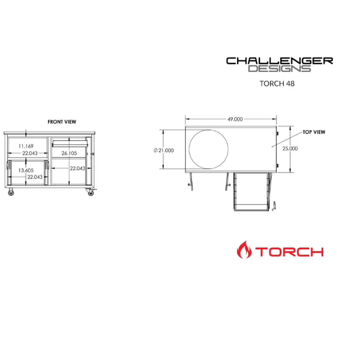 Challenger Designs | Torch 48″ Big Green Egg Cart with Shaker Doors