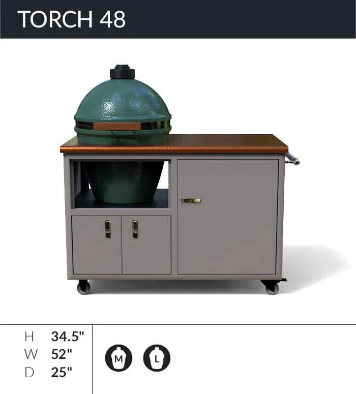 Challenger Designs | Torch 48″ Big Green Egg Cart with Shaker Doors