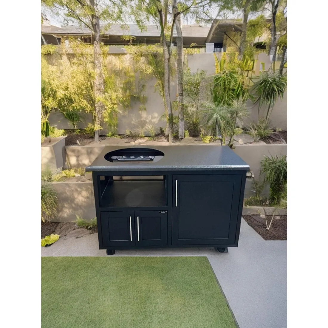Challenger Designs | Torch 48″ Big Green Egg Cart with Shaker Doors