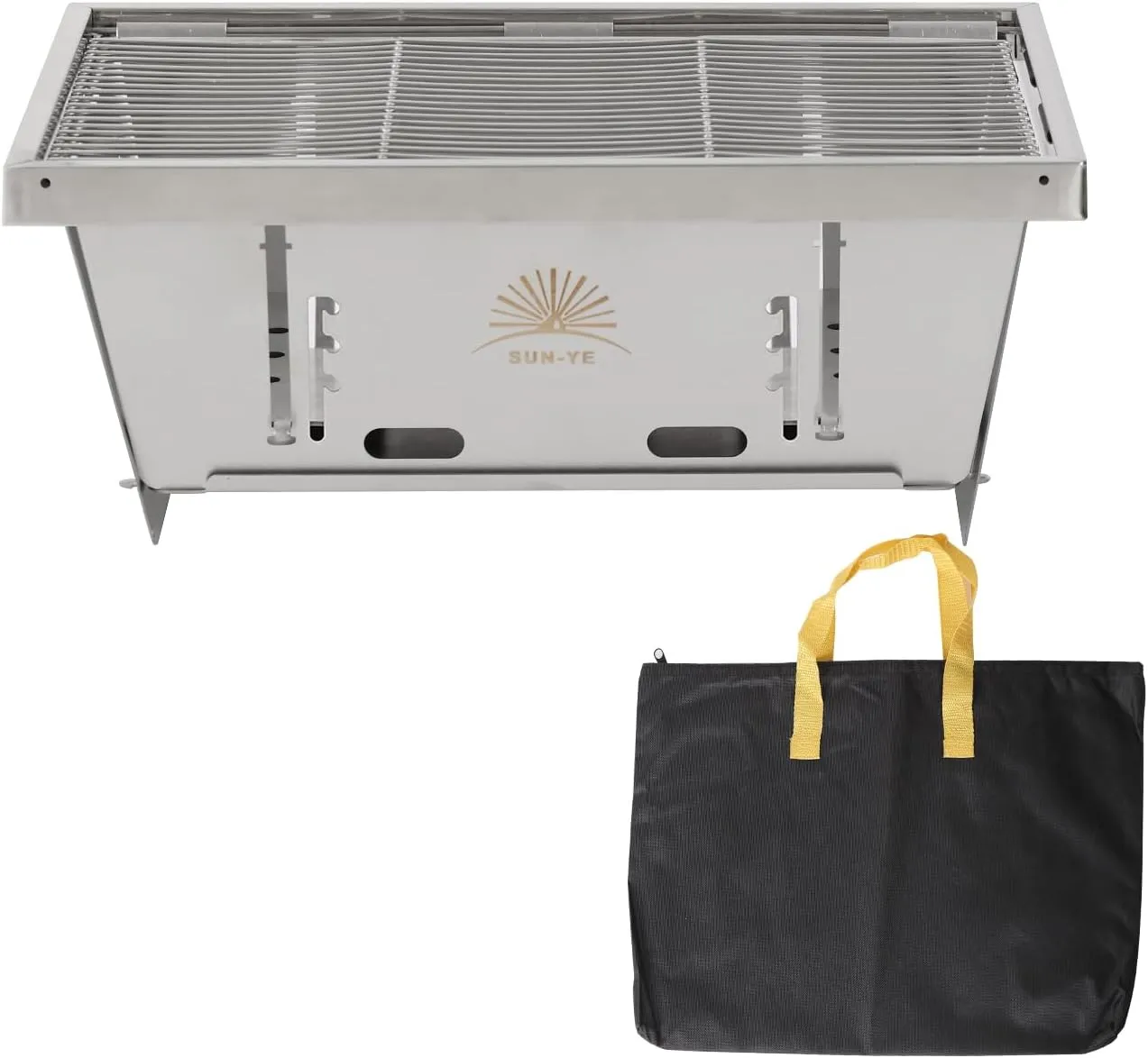 Charcoal Grill for IGT Table,Portable Grill with Carry Bag,Adjustable Furnace Burning Carbon Plate Height,Stainless Steel,Instantly Expands and Stores,1 Piece