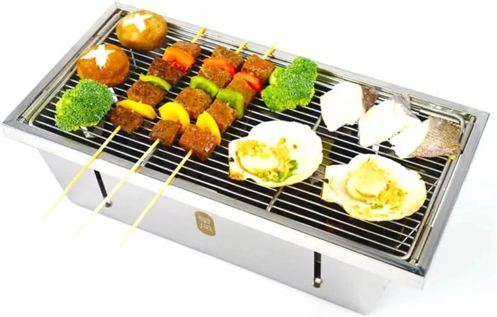 Charcoal GrillBBQ Grill Stainless Steel Folding Barbecue Stove Charcoal Barbecue Rack Camping PicnicPortable