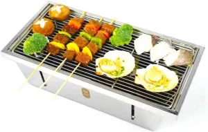 Charcoal GrillBBQ Grill Stainless Steel Folding Barbecue Stove Charcoal Barbecue Rack Camping PicnicPortable