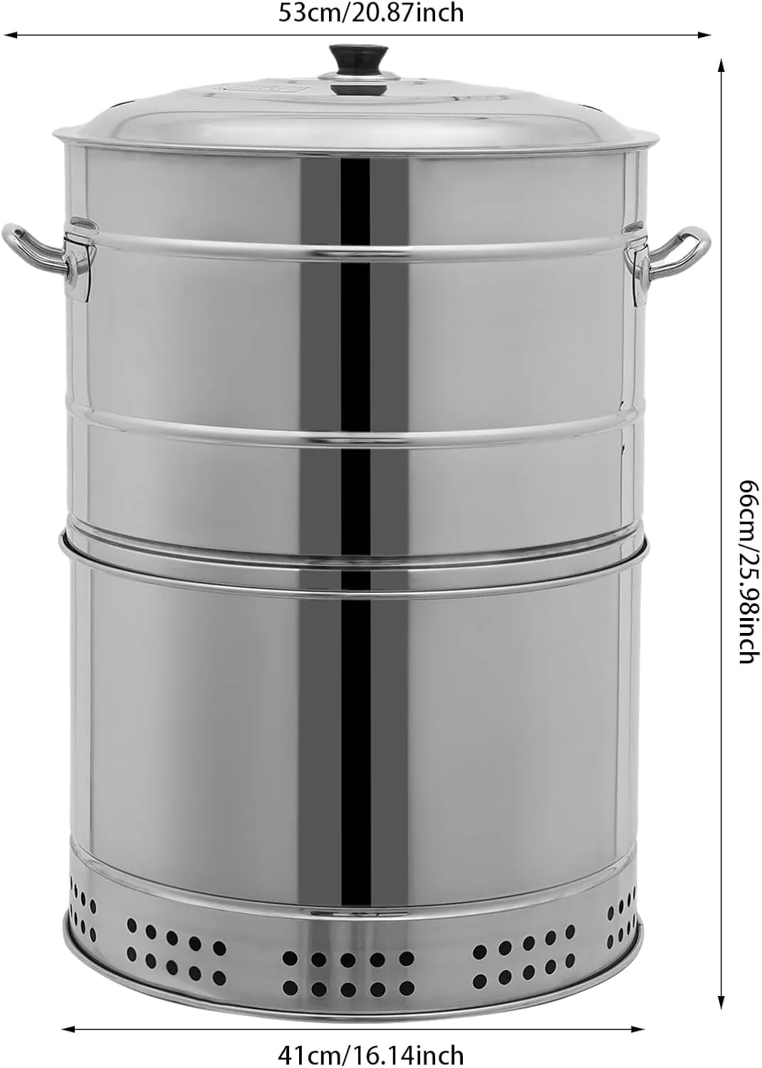 Charcoal Grills, 16.93*20.87*25.98In Stainless Steel Barbecue Barrel Portable Grill Charcoal BBQ Bucket Large Capacity Smokeless Grill Bucket w/Grilling Tools for Picnics Camping Traveling(Large Size)