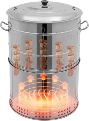 Charcoal Grills, 16.93*20.87*25.98In Stainless Steel Barbecue Barrel Portable Grill Charcoal BBQ Bucket Large Capacity Smokeless Grill Bucket w/Grilling Tools for Picnics Camping Traveling(Large Size)