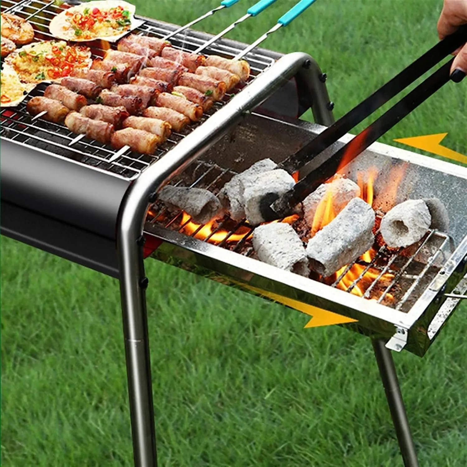 Charcoal Grills BBQ Grill Outdoors Home Portable Barbecue Stand Camping Picnic Travel Cooking Tools Roast Meat Frying Pan
