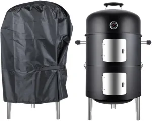 Charcoal Smoker BBQ Grills: Vertical Meat Smokers with Cover - Premium Barbecue Charcoal Grill Combo for Patio Backyard Outdoor Cooking Picnic Party Grilling - Black