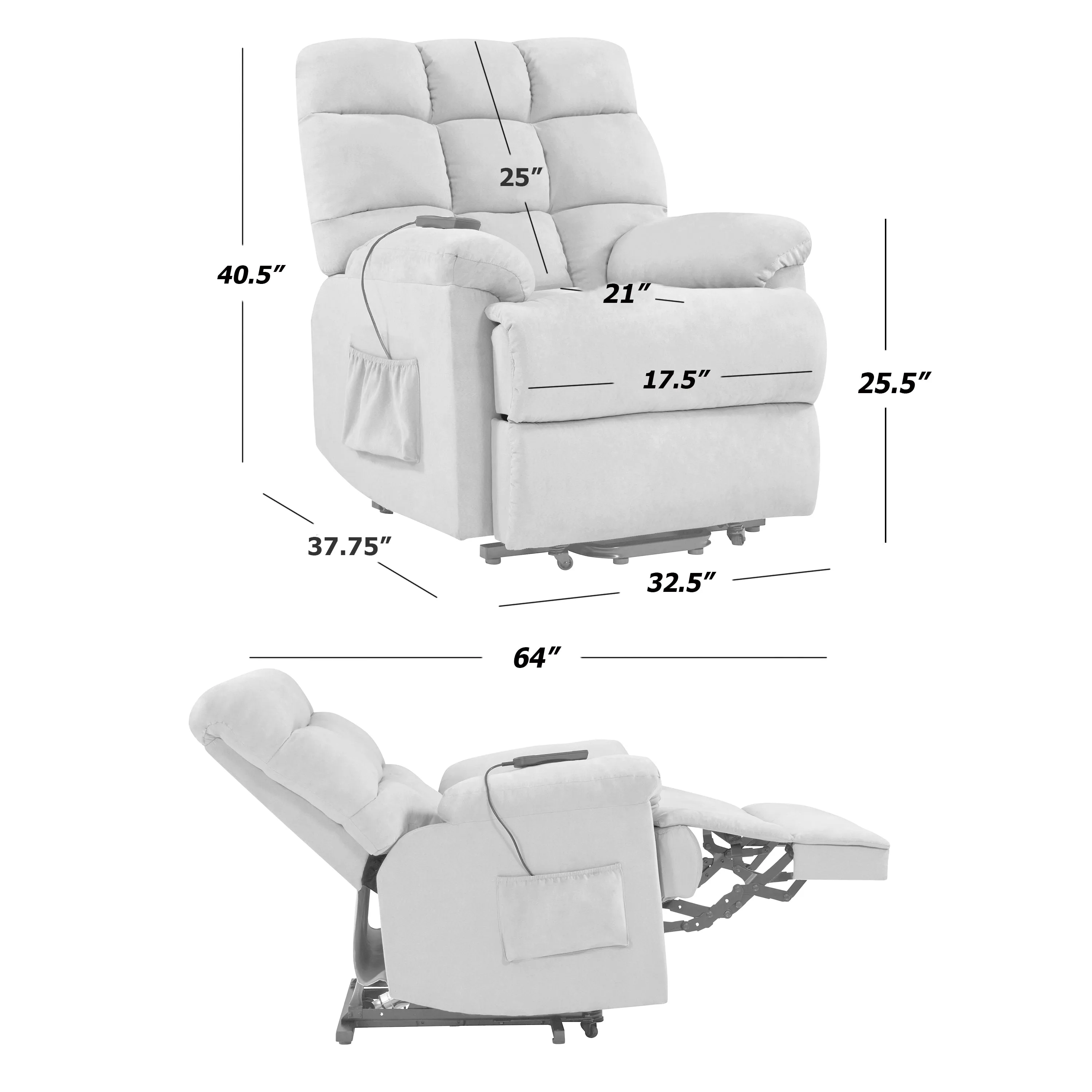 Cheraw Biscuit-Tufted Power Recline and Lift Chair