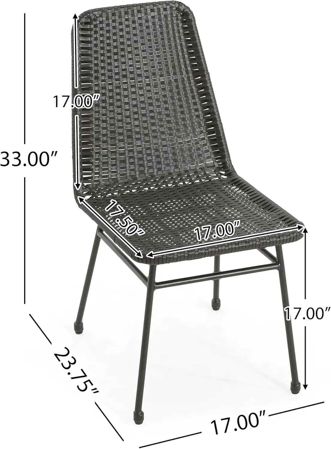 Christopher Knight Home Woven Dining Chairs Set of 2, Rattan Backrest Chairs, Iron Frame Legs Kitchen Chairs, Basket Dining Chairs, Wicker Seating Chairs for Garden, Balcony, Dining Room, Dark Brown