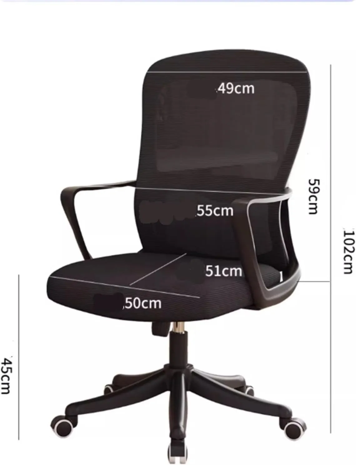Classic Office Chair Ergonomic Office Home Desk Mesh Fixed Armrest, Executive Computer Chair with Lumbar Support Desk Task Chair(Blue)