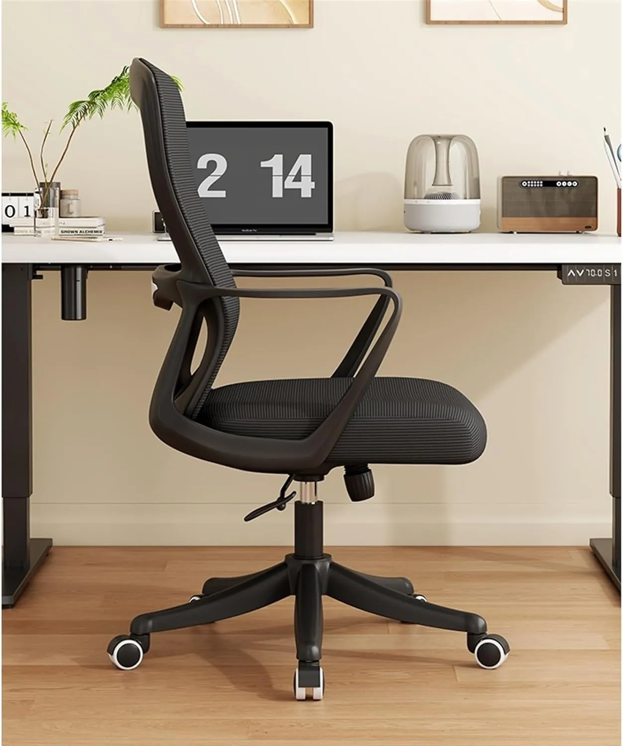 Classic Office Chair Ergonomic Office Home Desk Mesh Fixed Armrest, Executive Computer Chair with Lumbar Support Desk Task Chair(Blue)