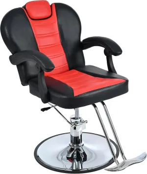 Classic Reclining Barber Salon Chair – Heavy Duty Hydraulic Pump, 360 °, Red Black, 330 Lbs Capacity – Ideal for Haircuts, Tattoo, Shampoo, Beauty Styling (Red   Black)
